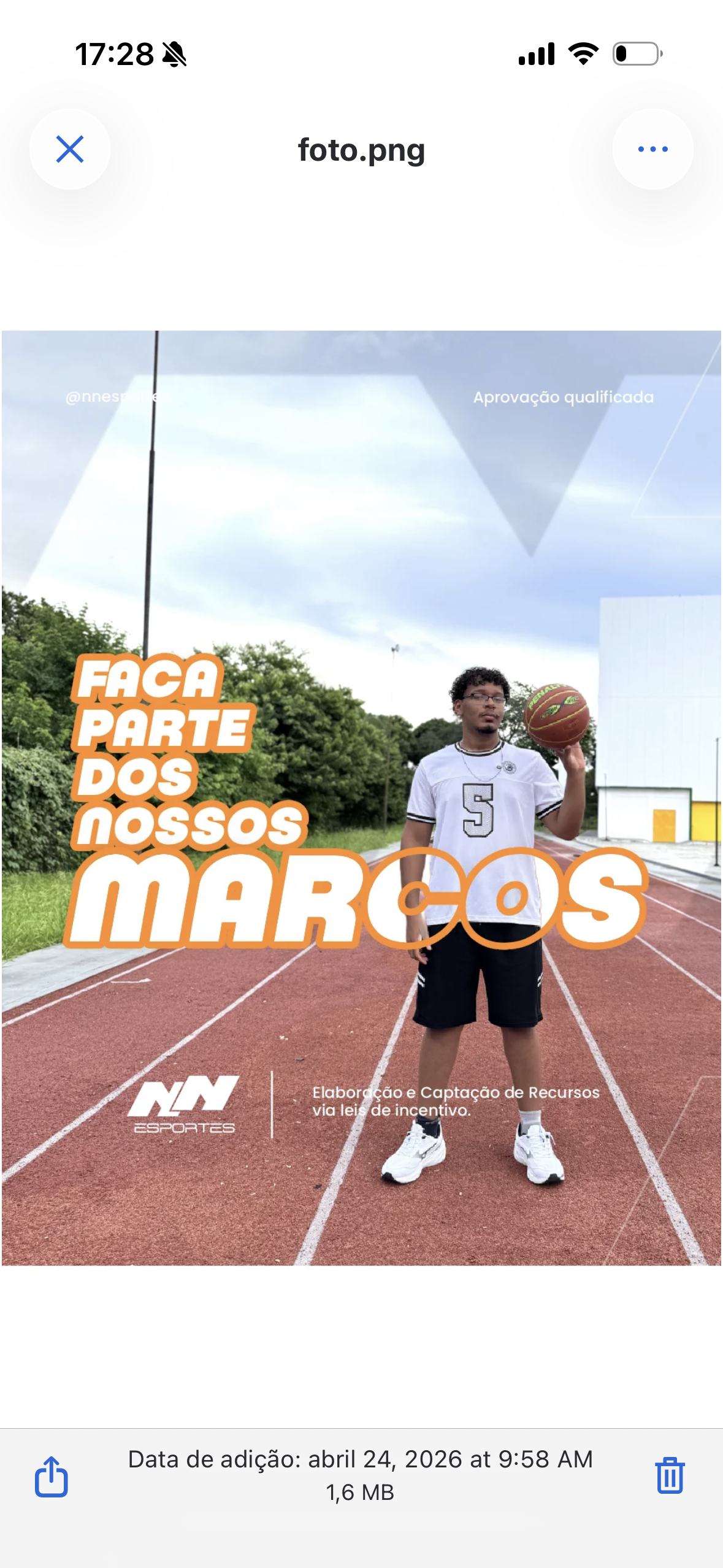 Atividade esportiva apoiada pela NN Esportes
