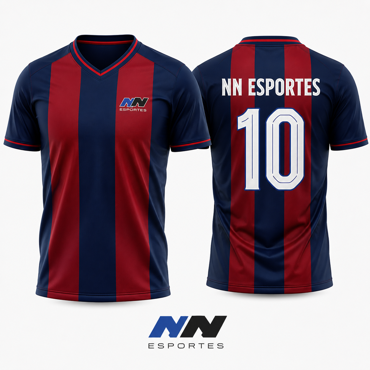 Camisa listrada azul marinho e vermelho