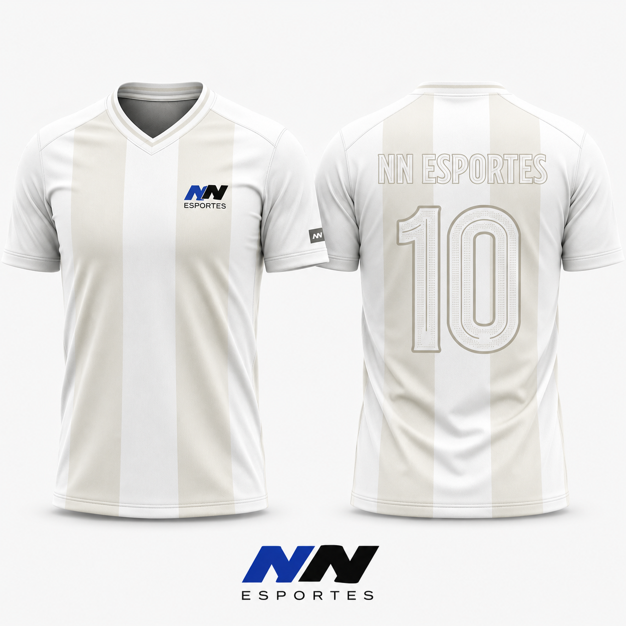 Camisa listrada branca e bege