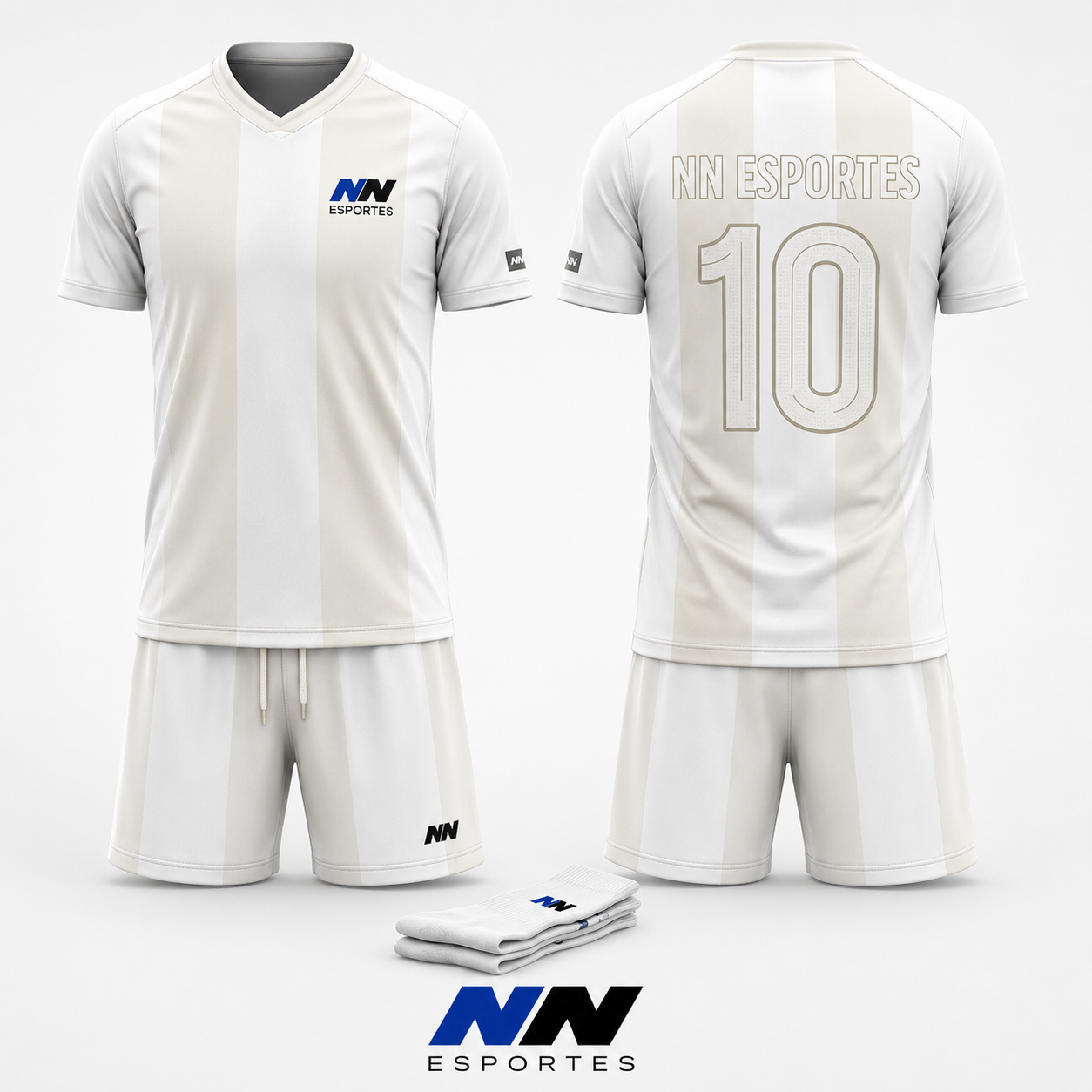 Kit uniforme completo branco e bege
